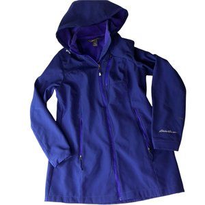 Eddie Bauer Women's Coat Fleece Lined Purple Size Medium Hooded, Softshell